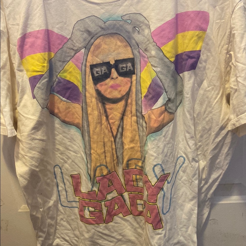 Purple and Yellow Oversized Graphic T-Shirt Jersey stains under armpit